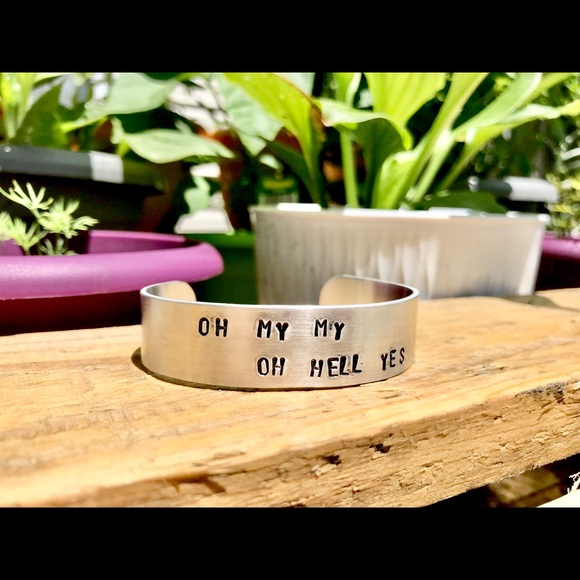 Hand stamped adjustable metal cuff bracelet
